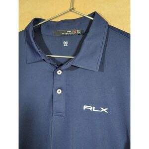 Ralph Lauren RLX Polo Shirt Men's XL Short Sleeve Wicking Navy Blue Stretch Golf